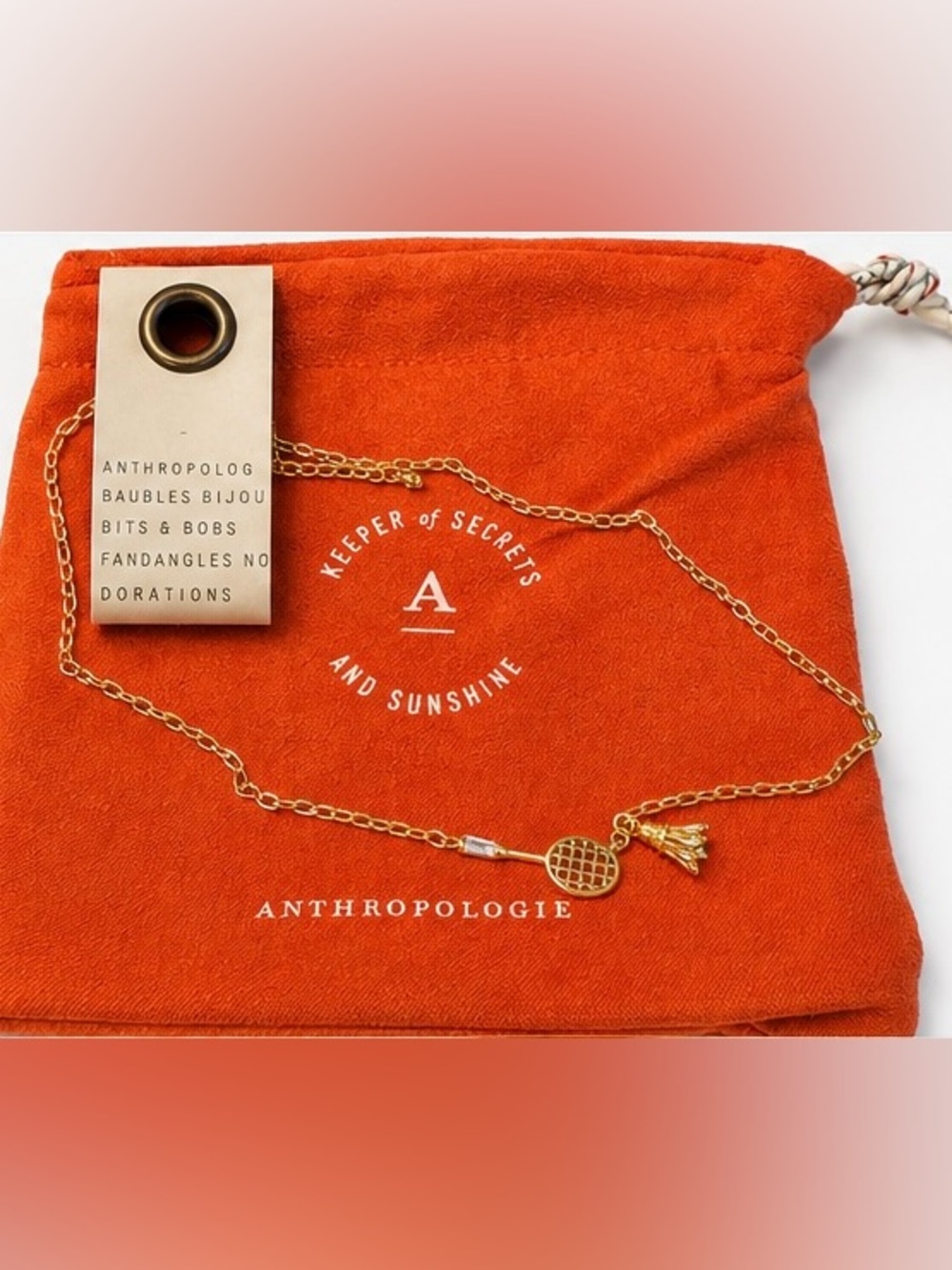 Anthropologie Gold Badminton Racket Charm Necklace NWT 
🎾✨ - Picture 7 of 13